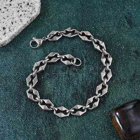 304 Stainless Steel Coffee Bean Chain Bracelets for Women Men BJEW-F488-12P-1