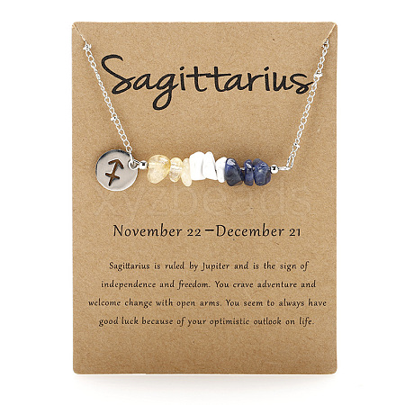 Natural Citrine & Sodalite & Howlite Chip & Alloy Constellation Pendant Necklaces WGB0CBC-06-1