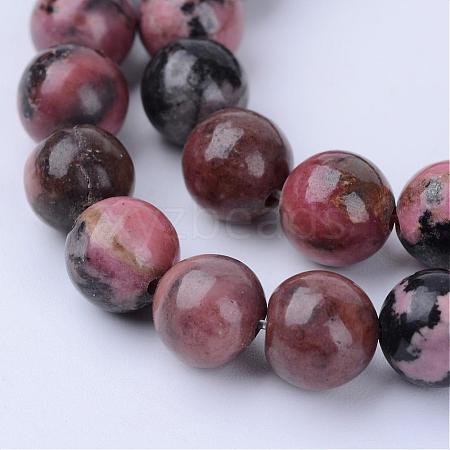 Natural Rhodonite Beads Strands G-Q462-10mm-25-1