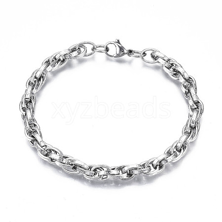 Non-Tarnish 201 Stainless Steel Rope Chain Bracelet BJEW-S057-82-1