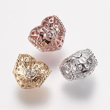 Brass Micro Pave Grade AAA Cubic Zirconia Beads ZIRC-G086-02-NR-1