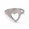 201 Stainless Steel Heart Finger Ring RJEW-J051-12P-2