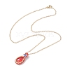 3Pcs 3 Colors Glass Teardrop Pendant Necklaces NJEW-MZ00066-6