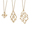 3Pcs 3 Styles 304 Stainless Steel Cuboid Link Chain Macrame Pouch Empty Stone Holder Necklace Making NJEW-JN05199-2