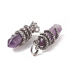 Natural Amethyst Double Terminal Pointed Pendants G-C051-02C-4