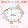 2Pcs Glass Pearl Beads & Iron Chain Pet Collar NJEW-DR00004-2