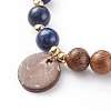 Wood Bead & Stone Bracelet BJEW-JB06104-3