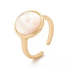 Shell Flat Round Open Cuff Ring RJEW-P030-03G-1