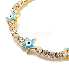 Star with Evil Eye Enamel Link Bracelet with Clear Cubic Zirconia Tennis Chains BJEW-G650-01G-4