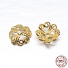 Real 18K Gold Plated 4-Petal 925 Sterling Silver Bead Caps STER-M100-07-3