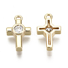 Brass Micro Pave Cubic Zirconia Tiny Cross Charms KK-R136-049-NF-2