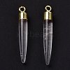 Natural Quartz Crystal Brass Pointed Pendants G-B025-02LG-04-3