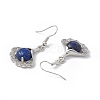 Natural Dyed Lapis Lazuli Ginkgo Leaf Dangle Earrings with Crystal Rhinestone EJEW-A092-03P-07-4