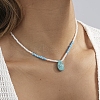 Synthetic Turquoise Teardrop Pendant Necklaces PW-WG0A2A2-01-4