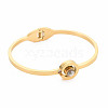 Crystal Rhinestone Flat Round with Roman Numeral Bangle BJEW-N017-011LG-1