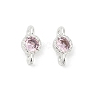 Brass Cubic Zirconia Flat Round Connector Charms KK-H204-02S-06-1