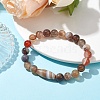 Natural Banded Agate Oval Beaded Stretch Bracelets BJEW-JB09913-2