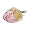 Natural Rose Quartz & Lemon Quartz Nuggets Big Pendants G-K338-43P-03-2