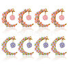 8Pcs 2 Colors Glass Seed Beads & Resin Pendants PALLOY-CA00039-1