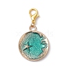 Planet/Star/Flat Round Alloy Enamel Pendant Decorations HJEW-JM01620-4