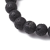 Natural Amethyst & Lava Rock Round Beaded Stretch Bracelets for Women BJEW-JB10797-01-4