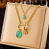 Retro Stainless Steel Double Layer Necklaces PW-WG35A2F-02-1