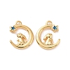 Moon with Rabbit Brass Enamel Pendants KK-G435-08G-1