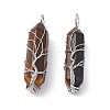 Natural & Synthetic Mixed Gemstone Copper Wire Wrapped Pointed Pendants G-F733-05-4