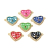 Rack Plating Brass Micro Pave Clear Cubic Zirconia Heart Links KK-K385-107G-1