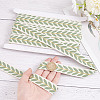 10.5~11 Yards Polyester Embroidery Leaf Ribbons OCOR-GO0001-10-5
