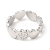 Tarnish Resistant 201 Stainless Steel Open Cuff Ring Rhinestone Settings RJEW-E063-52P-2