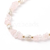 Natural Rose Quartz Chips & Pearl Beaded Necklace NJEW-JN04008-01-5