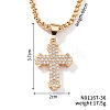 Brass Crystal Rhinestone Cross Fleury Pendant Vintage Box Chain Necklaces KQ9978-1-1