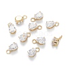 Brass Clear Cubic Zirconia Charms ZIRC-G170-13-2