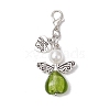 Angel Silver Foil Glass & ABS Plastic Imitation Pearl Pendant Decorations HJEW-JM02764-4