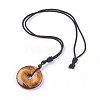 Adjustable Natural Tiger Eye Pendant Necklaces NJEW-A125-C09-1