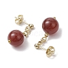 Natural Carnelian Round Beads & 304 Stainless Steel Components Dangle Earrings for Women EJEW-JE06231-04-3