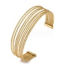 Titanium Steel Hollow Striped Open Cuff Bangles for Women BJEW-G719-07G-1