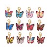 12Pcs 12 Colors Butterfly Alloy Enamel Pendant Decorations HJEW-JM02852-2