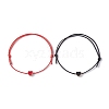 2Pcs 2 Color Alloy Enamel Heart Braided Bead Bracelets Set BJEW-JB09740-1