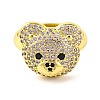 Bear Brass Micro Pave Cubic Zirconia Open Cuff Ring for Women RJEW-U003-22D-G-2