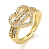 Rack Plating Brass Micro Pave Cubic Zirconia Open Cuff Rings RJEW-K266-08A-G-1