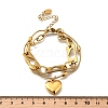 304 Stainless Steel Heart Charm Bracelets BJEW-F499-01G-3