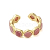 Square Natural Rhodonite Open Cuff Rings RJEW-K272-02G-02-2