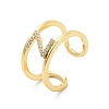 Clear Cubic Zirconia Initial Letter Open Cuff Ring RJEW-A012-01G-Z-3