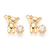 Brass Micro Pave Clear Cubic Zirconia Pendants KK-T078-02G-04-1