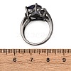 Heart Brass Micro Pave Cubic Zirconia Finger Rings FS-WG4D14B-06-3