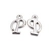 Platinum Plated Alloy Letter Pendants X-PALLOY-J718-01P-P-1