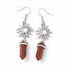 Gemstone Bullet with Sun Dangle Earrings EJEW-I276-01P-3