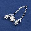 Brass Pave Clear Cubic Zirconia European Safety Chains with Charms KK-L236-16A-S-2